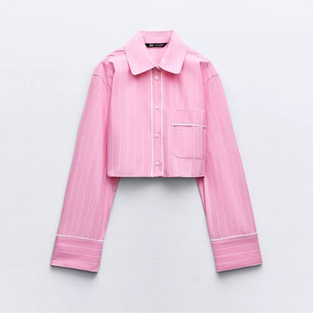 Zara cropped poplin shirt